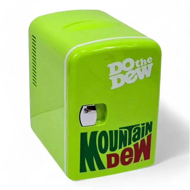 Alt view image 2 of 7 - CURTIS Mountain Dew MIS134MD, Mini Portable Compact Personal Fridge Cooler, 4 Liter Capacity Chills Six 12 oz Cans, 100% Freon-Free & Eco Friendly, Lime