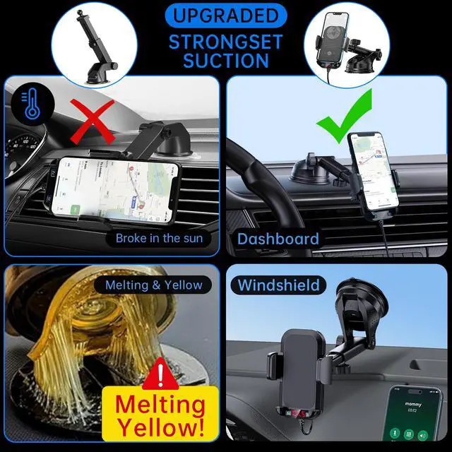 Alt view image 2 of 7 - Bluetooth Car Adapter 3 in 1 FM Transmitter Car Radio Bluetooth Transmitter with Phone Holder, QC3.0 Fast Charging, Strong Microphone, HiFi Bass Sound, Hands-Free Call, Support USB/TF Drive