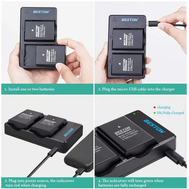 Alt view image 6 of 7 - 2-Pack EN-EL14 / EN-EL14a Battery Packs and Rapid USB Charger Compatible with Nikon D3100 D3200 D3300 D3400 D3500 D5100 D5200 D5300 D5500 D5600 DF Coolpix P7000 P7100 P7700 P7800 Cameras