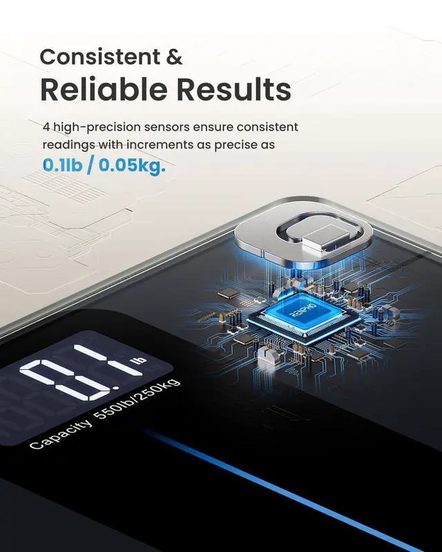 Alt view image 2 of 7 - 550lb Scale for Body Weight, Digital Bathroom Scale with Large LED Display, Big Platform Weighing Machine with Extra-High Capacity, Most Accurate to 0.05lb, 13x11.8in, Core 1L