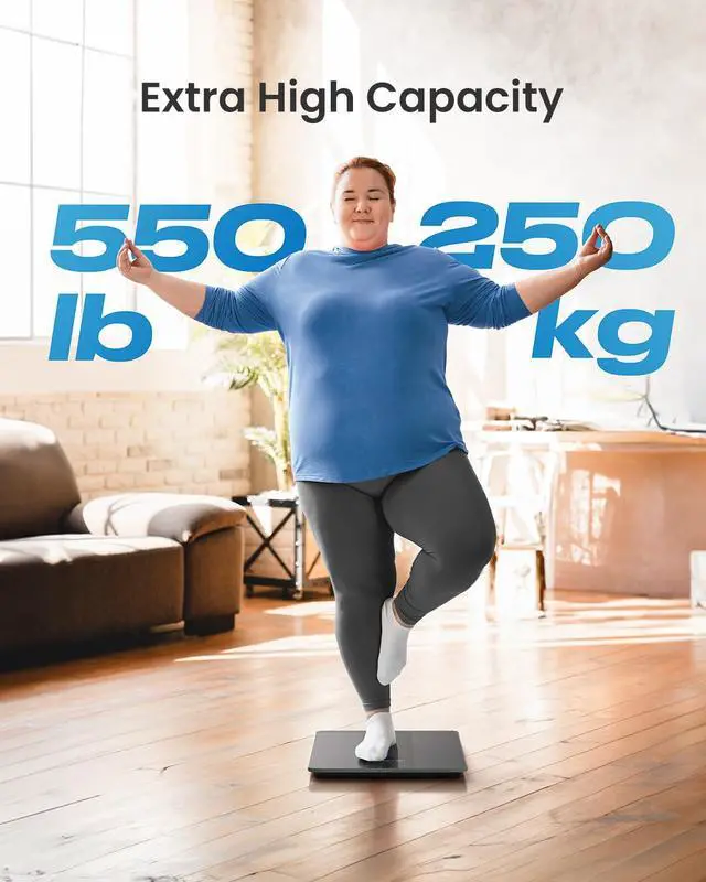 Alt view image 3 of 7 - 550lb Scale for Body Weight, Digital Bathroom Scale with Large LED Display, Big Platform Weighing Machine with Extra-High Capacity, Most Accurate to 0.05lb, 13x11.8in, Core 1L
