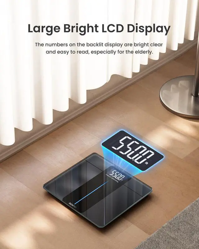 Alt view image 5 of 7 - 550lb Scale for Body Weight, Digital Bathroom Scale with Large LED Display, Big Platform Weighing Machine with Extra-High Capacity, Most Accurate to 0.05lb, 13x11.8in, Core 1L