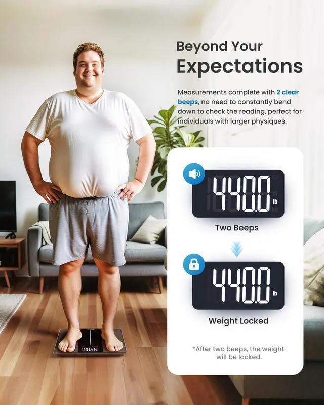 Alt view image 6 of 7 - 550lb Scale for Body Weight, Digital Bathroom Scale with Large LED Display, Big Platform Weighing Machine with Extra-High Capacity, Most Accurate to 0.05lb, 13x11.8in, Core 1L