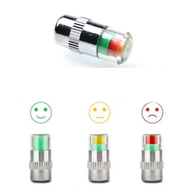 Alt view image 4 of 6 - 4Pcs 32-to-35 PSI Car Tire Pressure Monitor Valve Stem Caps Sensor Indicator Easy to Read 3 Color Eye Alert