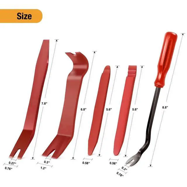 Alt view image 2 of 7 - 5 PCS Nylon Auto Trim Removal Tool Kit No-Scratch Removal Tool Kit for Car Panel & Audio Dashboard Dismantle Red
