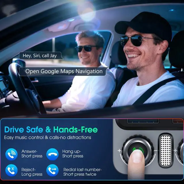 Alt view image 6 of 7 - Bluetooth 5.4 Car Adapter 48W Charging USB Bluetooth Adapter for Car,Wireless Fm Transmitter Radio,Song Switching,Handsfree Calling and Audio Receiver,HiFi Music Player,Matrix LED Effects