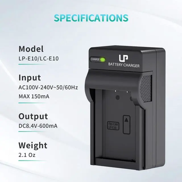 Alt view image 5 of 7 - Battery Charger, Charger Compatible with Canon EOS Rebel T7, T6, T5, T3, T100, 4000D, 3000D, 2000D, 1500D, 1300D, 1200D, 1100D & More (NOT for T3i T5i T6i T6s T7i)