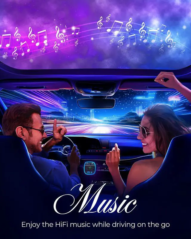 Alt view image 2 of 7 - T FM Transmitter, Bluetooth FM Transmitter Wireless Radio Adapter Car Kit with Dual USB Charging, Audio Receiver Car Charger MP3 Player, Support Hands-Free Calling, TF Card & USB Disk