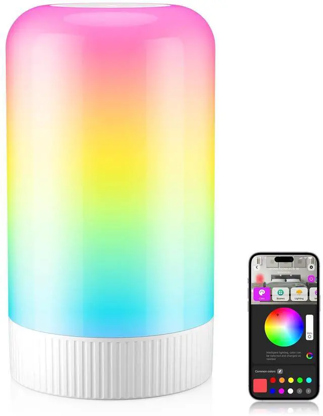 Main image of RGBICWW Smart Table Lamp, Touch Bedside Lamp with App Control, LED Desk Lamp with Music Sync, 30+ Scenes & 16M Colors, Color Changing Lamp for Bedroom Living Room Gaming Dimmable Night Light, White