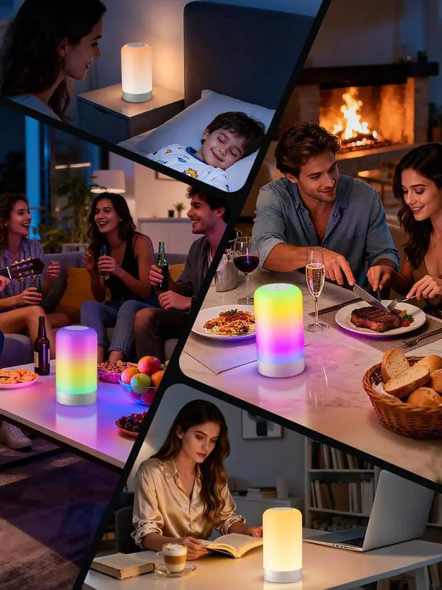 Alt view image 7 of 7 - RGBICWW Smart Table Lamp, Touch Bedside Lamp with App Control, LED Desk Lamp with Music Sync, 30+ Scenes & 16M Colors, Color Changing Lamp for Bedroom Living Room Gaming Dimmable Night Light, White