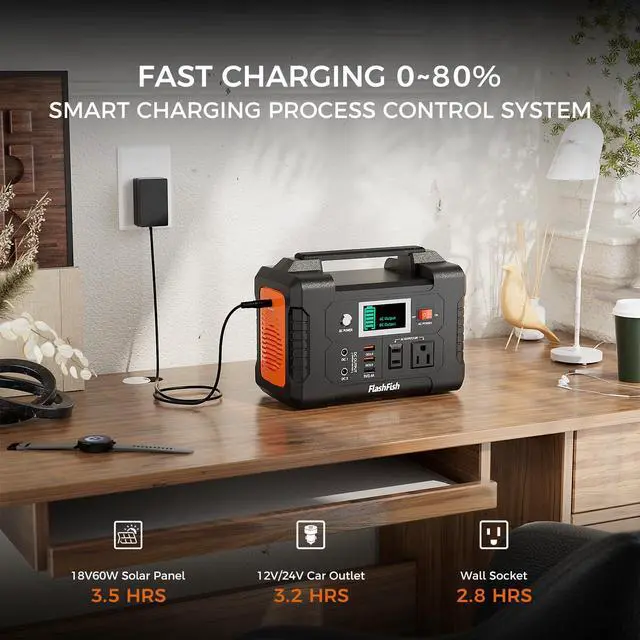 Alt view image 4 of 6 - Portable Power Station 200W, 40800mAh Backup Power Battery Pack With 110V AC Outlets/2 DC Ports/3 USB Ports, Solar Generator Power Supply For Home Backup, Power Outages, and Camping