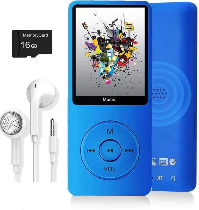 Main image of MP3 Player, Music Player with 16GB Micro SD Card, Build-in Speaker/Photo/Video Play/FM Radio/Voice Recorder/E-Book Reader, Supports up to 128GB (Dark Blue)