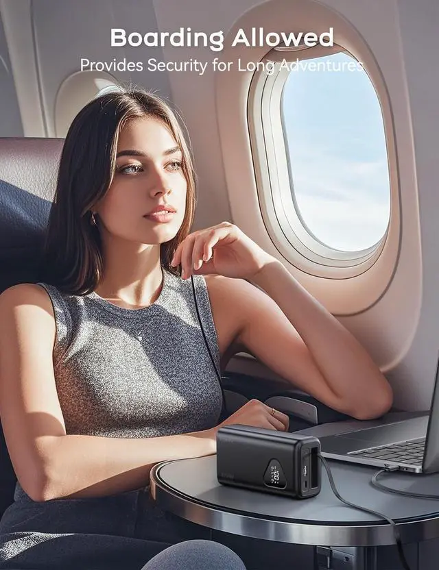 Alt view image 7 of 7 - Laptop Power Bank, 25000mAh 65W Portable Laptop Charger Battery Bank PD Fast Charger Built in Retractable Cables, for iPhone 17/16/15 Series, MacBook, Samsung, Dell, XPS, iPad, Steam Deck, Black