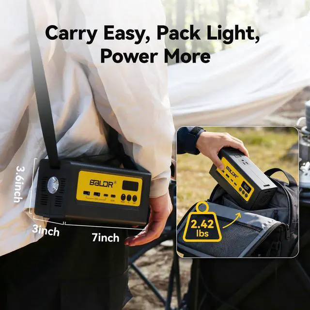 Alt view image 5 of 7 - Portable Power Station 28000mAh, 90Wh LiFePO4 Battery Backup Camping Solar Generator Fast Charging with AC Outlet 150W Peak Power Bank for Home Backup Outdoor Emergency