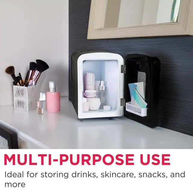 Alt view image 4 of 7 - Portable 9-Can Mini Cooler Fridge, 5L, Brushed Stainless Rugged, Window, EFMIS189-SS, Clear Door, Glass