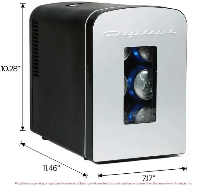 Alt view image 5 of 7 - Portable 9-Can Mini Cooler Fridge, 5L, Brushed Stainless Rugged, Window, EFMIS189-SS, Clear Door, Glass