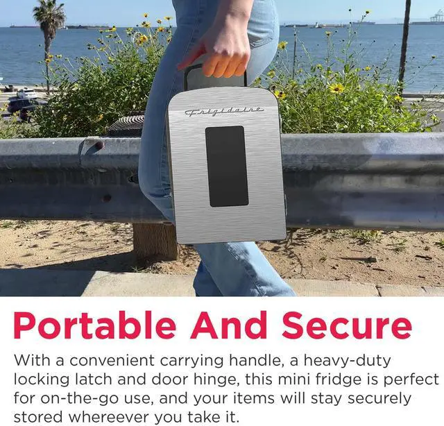 Alt view image 7 of 7 - Portable 9-Can Mini Cooler Fridge, 5L, Brushed Stainless Rugged, Window, EFMIS189-SS, Clear Door, Glass