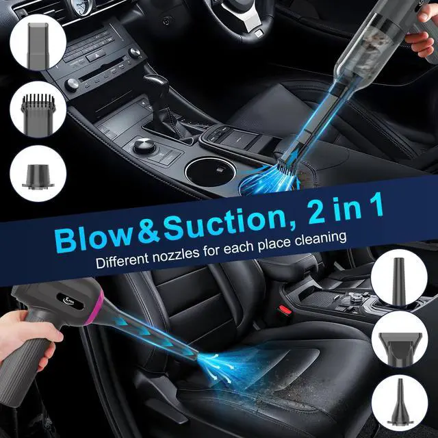 Alt view image 2 of 7 - Handheld Car Vacuum Cleaner, 4 in 1 Vacuum Cleaner 16000Pa Air Duster, 3-Speed Adjustable 120W High Power Vacuum Cleaner with LED Light and Multi-Nozzles for Car, Home, Office, Pet