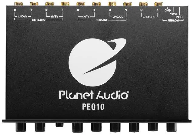 Alt view image 3 of 6 - PEQ10 Car Equalizer - 4 Band, Pre-Amp, Half Din, Subwoofer Output with Adjustable Filter, Fixed Bands, Remote Sub Control, DPS Processor