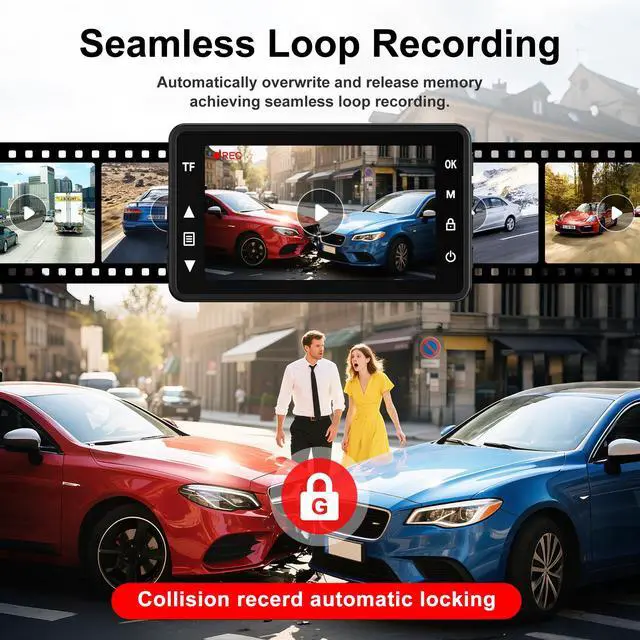 Alt view image 5 of 6 - Dash Cam Front and Rear, 4K Ultra HD Dash Camera for Cars, 64GB Card Included, Built-in 5G WiFi Mobile APP Control, 3" IPS Screen,Super Clear Night Vision, 170°Wide Angle,G-Sensor, 24H Parking Monitor