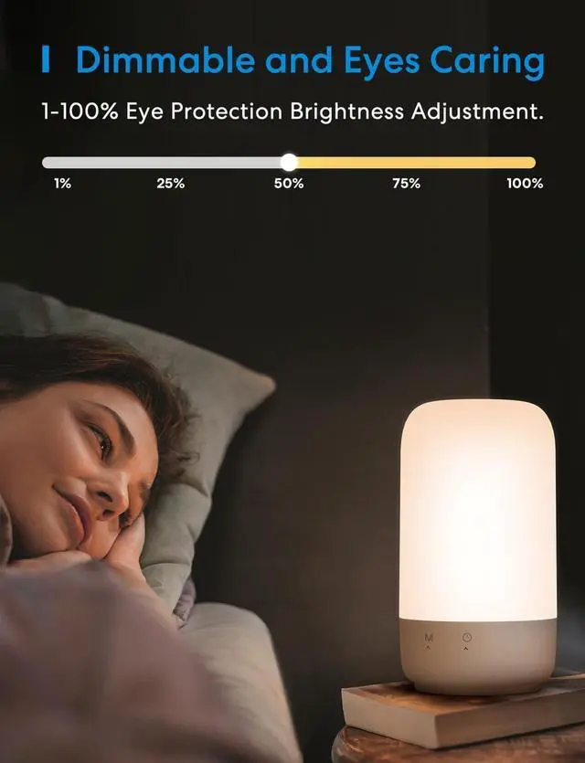 Alt view image 3 of 5 - Smart Table Lamp for Bedroom, Smart Lamp Works with Homekit and Alexa, WiFi LED Nightstand Lamp with Tunable White & Dimmable RGBW, Schedule and Timer, Voice App Touch Control