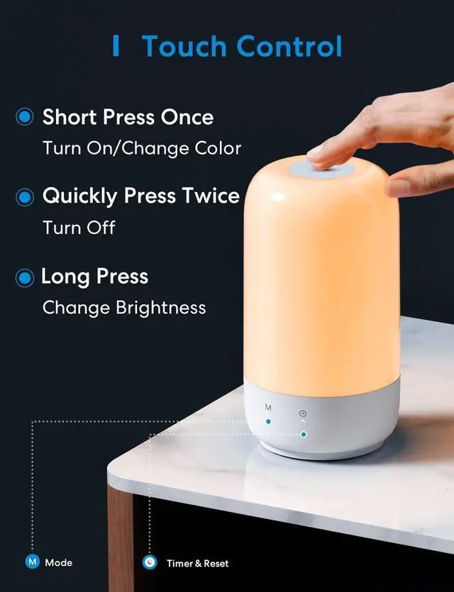 Alt view image 4 of 5 - Smart Table Lamp for Bedroom, Smart Lamp Works with Homekit and Alexa, WiFi LED Nightstand Lamp with Tunable White & Dimmable RGBW, Schedule and Timer, Voice App Touch Control