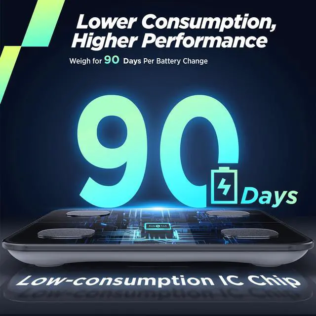 Alt view image 6 of 6 - Smart Scale for Body Weight and Fat Percentage, High Accuracy Digital Bathroom Scale with Large Display for BMI Heart Rate 22 Body Composition Analyzer Sync with Fitness App 400lb