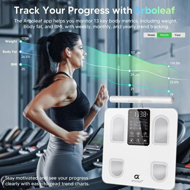 Alt view image 2 of 7 - Scale for Body Weight, Smart Scale with BMI, Body Fat, Muscle Mass, Upgrade 50+ Metrics Full Body Composition Analyzer, 8-Electrode High Precision Digital Bathroom Scale, Bluetooth Sync