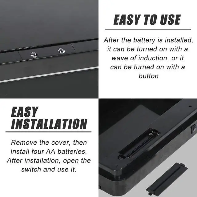 Alt view image 6 of 7 - 13 Gallon Trash Can Automatic Kitchen Trash Can Touch Free High-Capacity Garbage Can with Lid for Bedroom Bathroom Home Office 50 Liter (Black, 1) (1, Black)