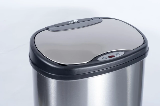 Alt view image 3 of 7 - Two-Piece Automatic Trash Can Combo Set, 13 Gal (50L) & 3 Gal (12L) Touchless Motion Sensor Garbage Cans with Odor-Sealing Lids, Matching Oval Stainless Steel, Black Trim