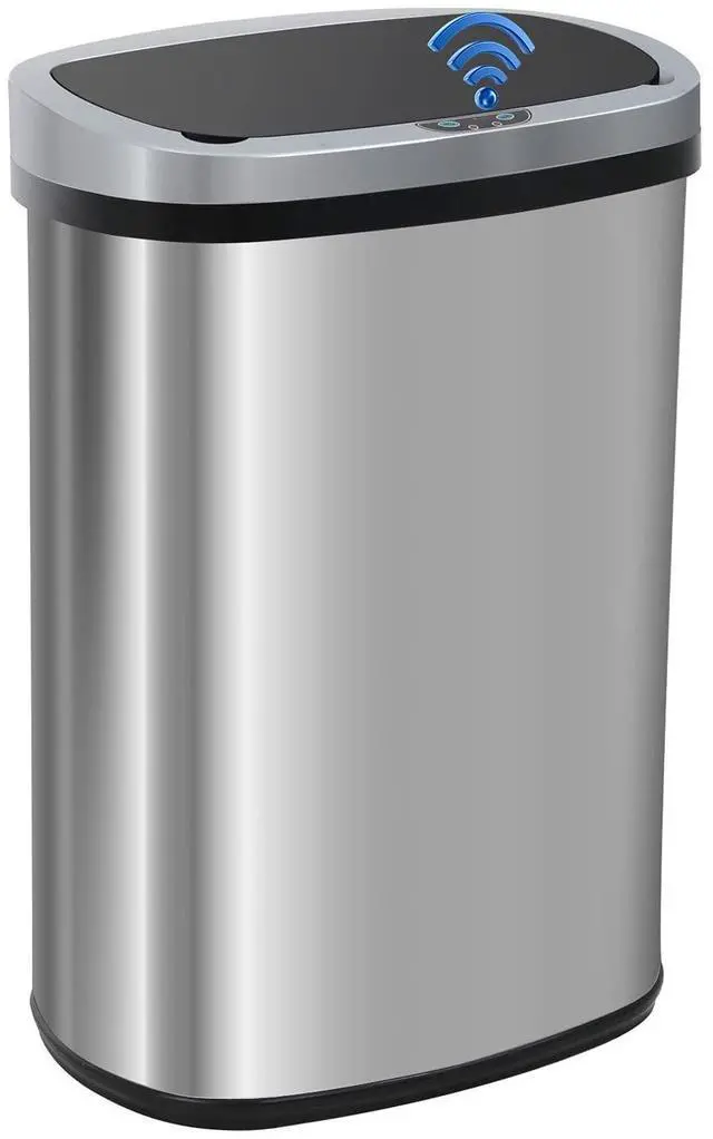 Main image of Garbage Can 13 Gallon 50 Liter Kitchen Trash Can for Bathroom Bedroom Home Office Automatic Touch Free High-Capacity with Lid Brushed Stainless Steel Waste Bin