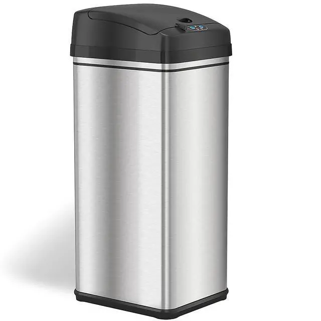 Alt view image 4 of 7 - 13 Gallon Sensor Trash Can with Odor Filter, 50 Liter Automatic Kitchen Garbage Bin, Fingerprint-Proof Stainless Steel, Smart Hands-Free Motion Lid Pet-Proof Lock, Soft-Close, Matte Silver