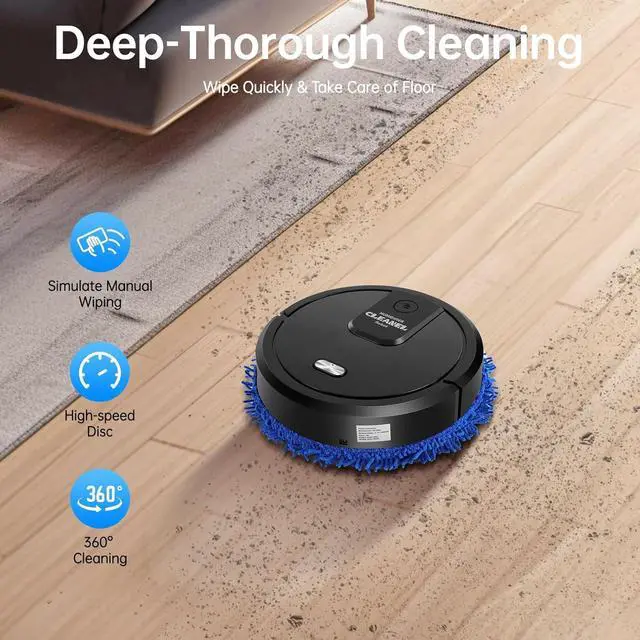 Alt view image 3 of 7 - Robot Vacuum and Mop Combo, 2 in 1 Strong Suction Vacuum Robot mop Advanced Obstacle Avoidance, Aspiradora Robot Slim Design, Ideal for Pet Hair Hard Floor and Daily CleaningBlack