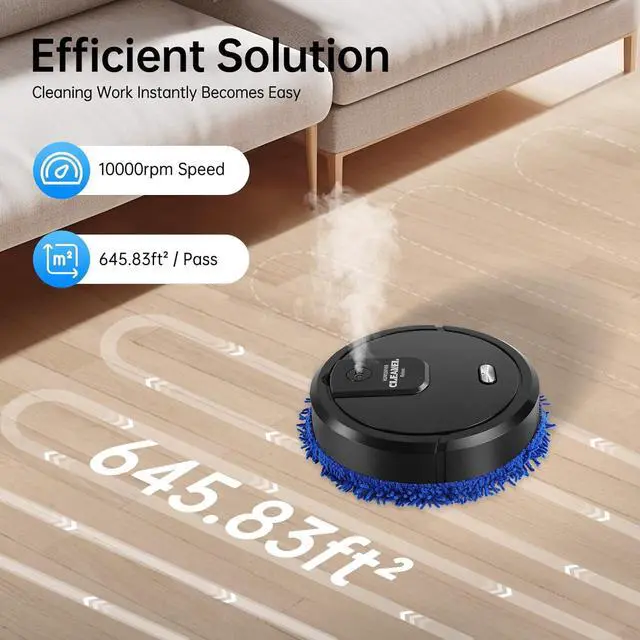 Alt view image 4 of 7 - Robot Vacuum and Mop Combo, 2 in 1 Strong Suction Vacuum Robot mop Advanced Obstacle Avoidance, Aspiradora Robot Slim Design, Ideal for Pet Hair Hard Floor and Daily CleaningBlack