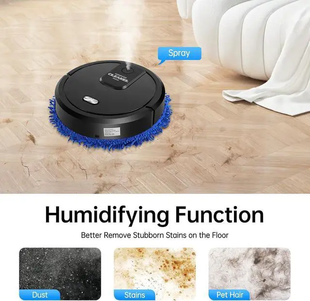 Alt view image 6 of 7 - Robot Vacuum and Mop Combo, 2 in 1 Strong Suction Vacuum Robot mop Advanced Obstacle Avoidance, Aspiradora Robot Slim Design, Ideal for Pet Hair Hard Floor and Daily CleaningBlack