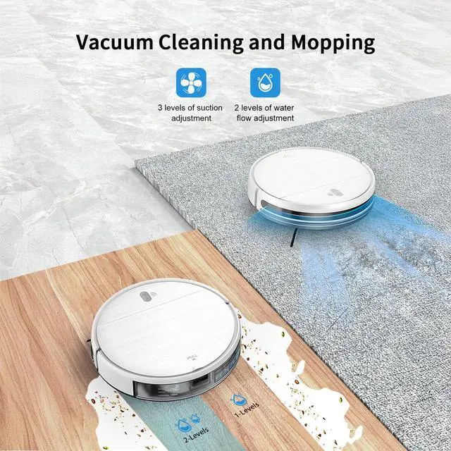 Alt view image 2 of 7 - Robot Vacuum and Mop,2 in 1 for Carpet & Hard Floor,Robotic Vacuum Cleaner with Alexa/Voice/App,Powerful & Quiet for Pet Hair,Slim 2.87",Self-Charging & Zigzag Path Cleaning