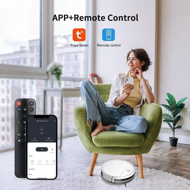 Alt view image 3 of 7 - Robot Vacuum and Mop,2 in 1 for Carpet & Hard Floor,Robotic Vacuum Cleaner with Alexa/Voice/App,Powerful & Quiet for Pet Hair,Slim 2.87",Self-Charging & Zigzag Path Cleaning