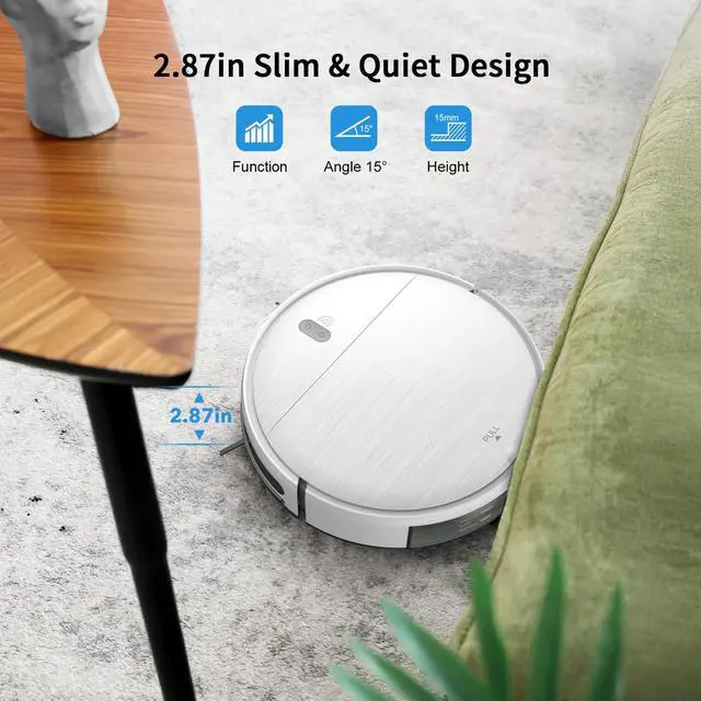 Alt view image 6 of 7 - Robot Vacuum and Mop,2 in 1 for Carpet & Hard Floor,Robotic Vacuum Cleaner with Alexa/Voice/App,Powerful & Quiet for Pet Hair,Slim 2.87",Self-Charging & Zigzag Path Cleaning
