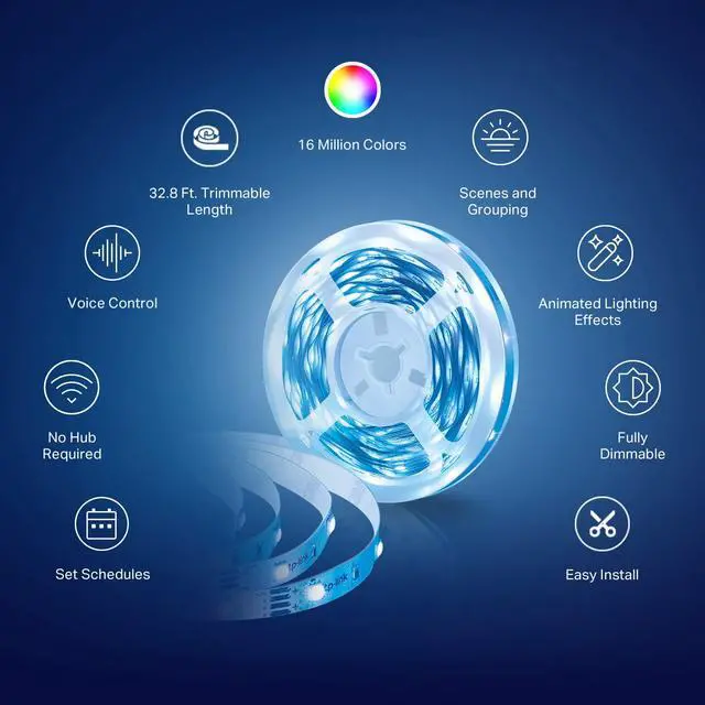 Alt view image 4 of 6 - Light Strip, RGB, 32.8ft(2 Rolls of 16.4ft.) Wi-Fi LED Strip Works w/ Alexa & Google Assistant,High Brightness, Trimmable, Up to 25,000 Hours,2Yr Warranty (KL400L10),Multicolor