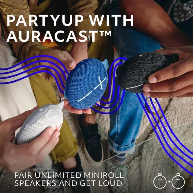 Alt view image 3 of 7 - MINIROLL Ultra-Portable Waterproof Bluetooth Speaker, Big Bass, IP67 Dustproof, 131 ft Range - Gentle Blue