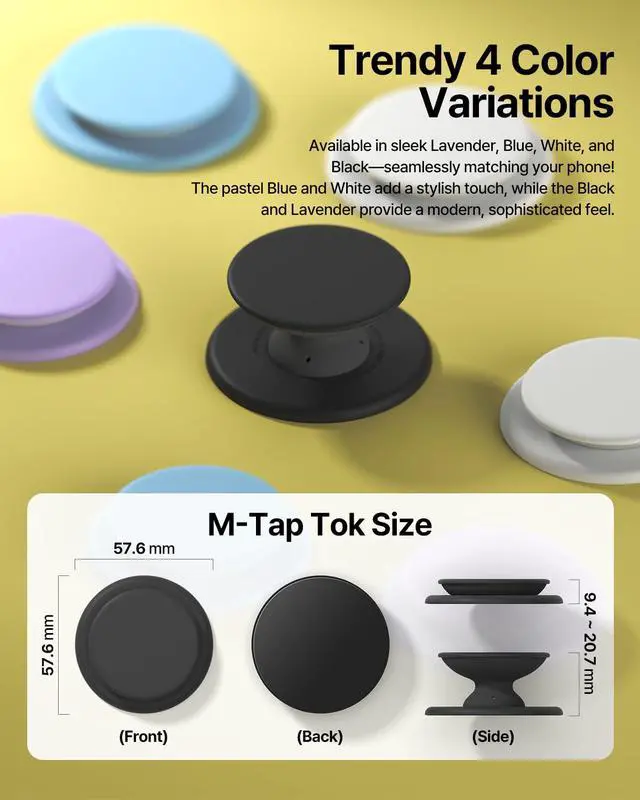 Alt view image 4 of 7 - for MagSafe Phone Grip, Soft Silicone Magnetic Finger Grip for iPhone 17/16/15/14/13, Comfortable One-Touch Holding, M-Tap Tok Black