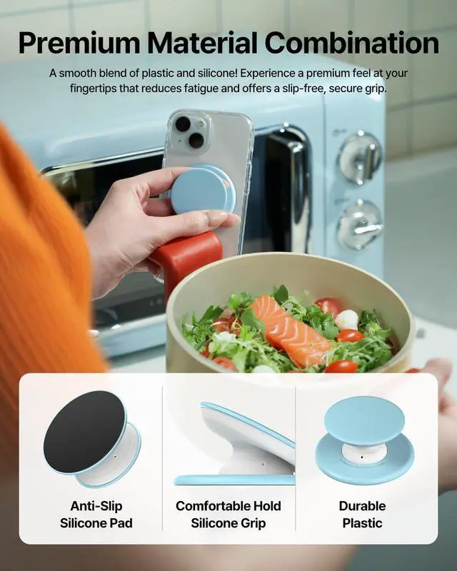 Alt view image 5 of 7 - for MagSafe Phone Grip, Soft Silicone Magnetic Finger Grip for iPhone 17/16/15/14/13, Comfortable One-Touch Holding, M-Tap Tok Black