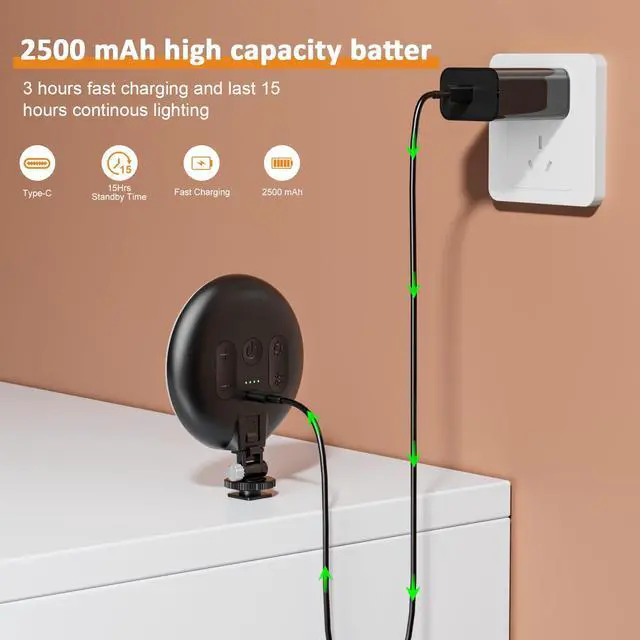 Alt view image 6 of 6 - 60 LED Ring Light, Rechargeable Selfie With Front & Back Clip, 2500-6500K Portable Phone, Adjustable 3 Modes for iPhone, iPad, Tablet, Laptop, CRI97+, 90 Grams (Black)