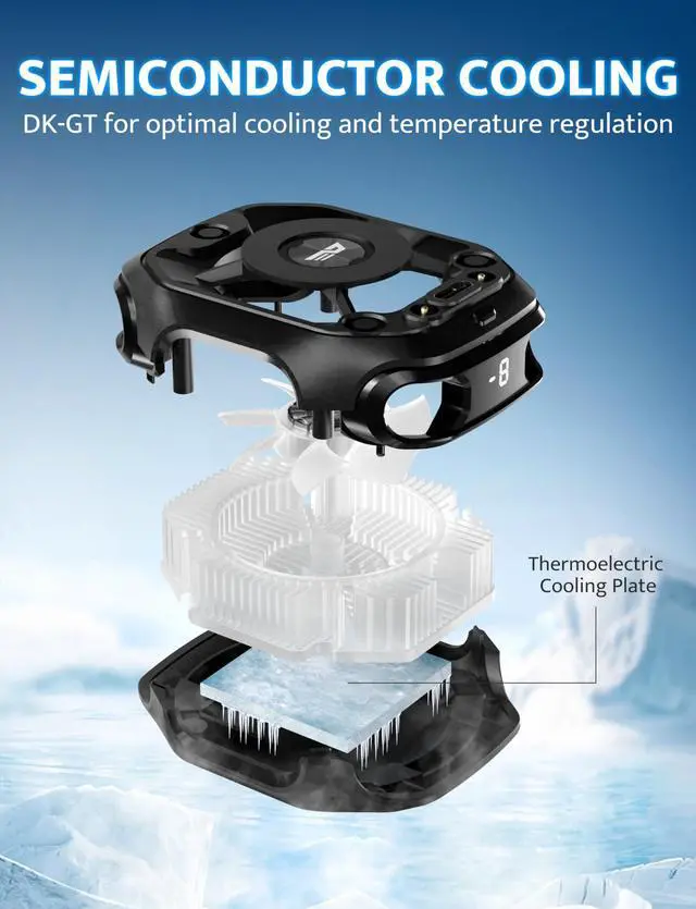 Alt view image 3 of 7 - Magnetic Cell Phone Cooler for Gaming, Portable Phone Cooling Fan with Rechargeable Battery, Phone Radiator with RGB Light, Compatible with iPhone/Samsung/Android/iPad/Tablet (DK-GT)