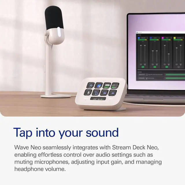 Alt view image 7 of 7 - Wave Neo USB Condenser Microphone, Tap to Mute, for Gaming, Streaming, Meetings, Voice Recording on Teams/Zoom/OBS/Twitch/YouTube & more, Plug-n-Play, Works on Laptop, PC, Mac, iPad, iPhone