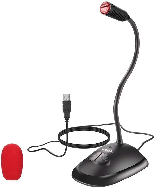 Main image of USB Computer Microphone, Plug&Play Cardioid Condenser PC Laptop Mic, On/Off and Mute Buttons with LED Indicator, Compatible with Windows/Mac, Ideal for YouTube,Zoom,Recording,Games (6ft)