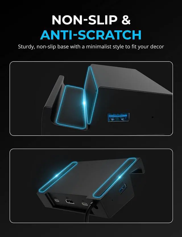 Alt view image 5 of 7 - Docking Station for Steam Deck & ROG Ally 6-Port USB-C Hub with 95W PD Charging, 4K HDMI, 3 USB-A Ports, Type-C Data, Integrated Cable Works with Tablets & Laptops (DS-SD6P)