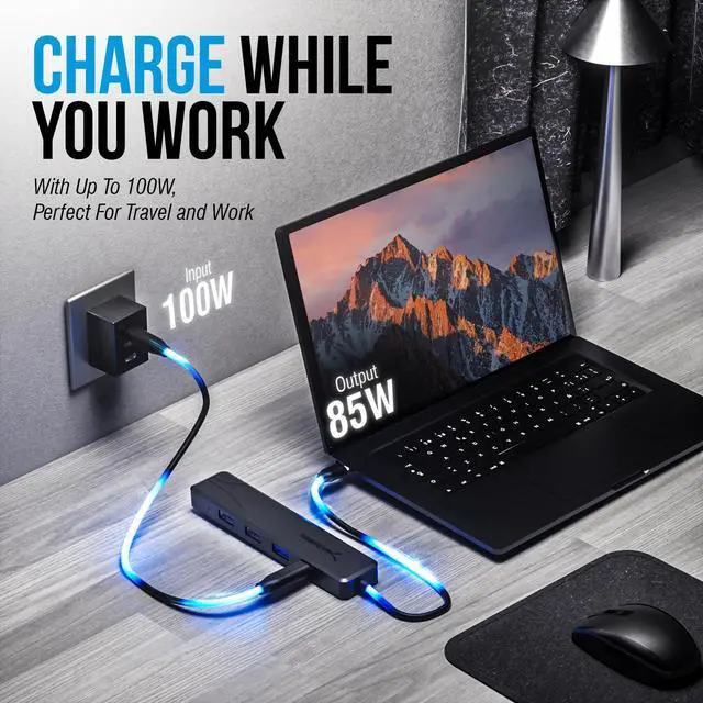Alt view image 3 of 7 - USB C Hub, USB C to HDMI 4K@60Hz, Type C Hub Multiport Adapter, 100W Power Delivery, Compatible with MacBook, Laptop (HB-TC5P)