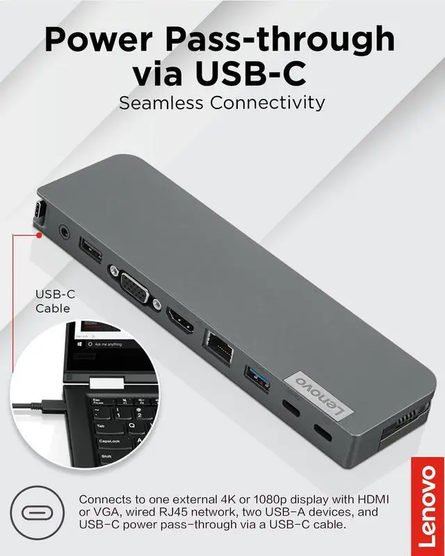 Alt view image 2 of 7 - 7-in-1 Portable USB-C Mini Dock - HDMI & VGA, 45W Charging, Compatible with, Apple & USB-C Laptops, G0A70065US
