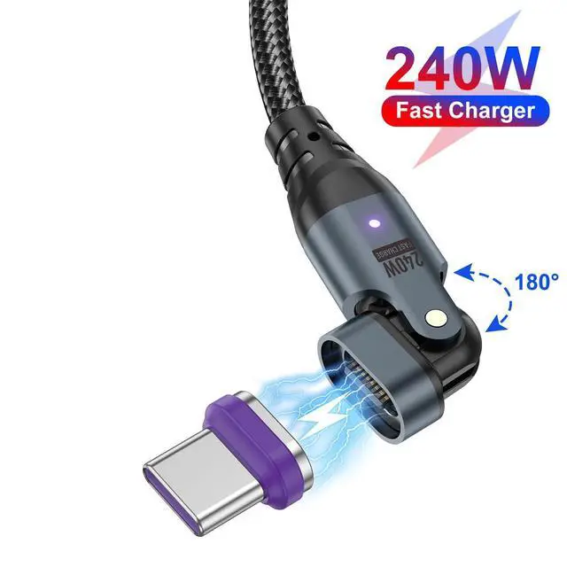 Alt view image 2 of 7 - USB C to USB C Magnetic Charging Cable (3 Pack, 1.6ft+3.3ft+6ft) 180 Rotation Magnet Phone Charger 16PIN PD 240W Magnetic USB C Charging Cable Magnet Charger Data Transfer Cord for Type C Device